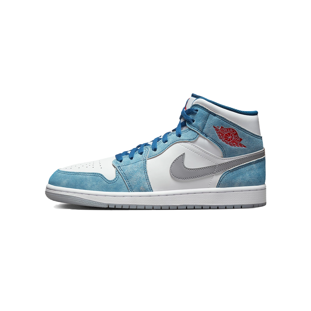 Jordan 1 Mid French Blue Fire Red