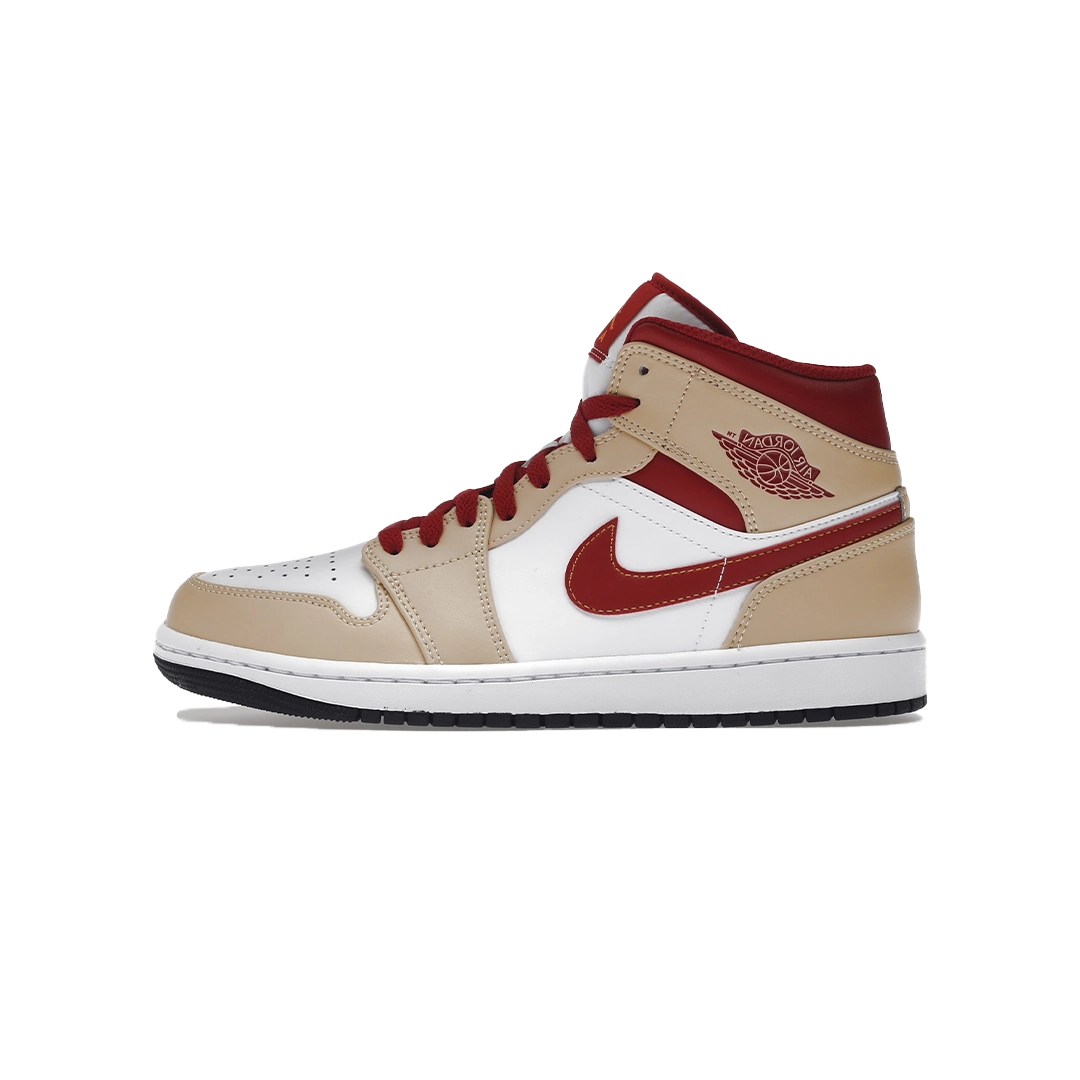 Jordan 1 Mid Beige White Red