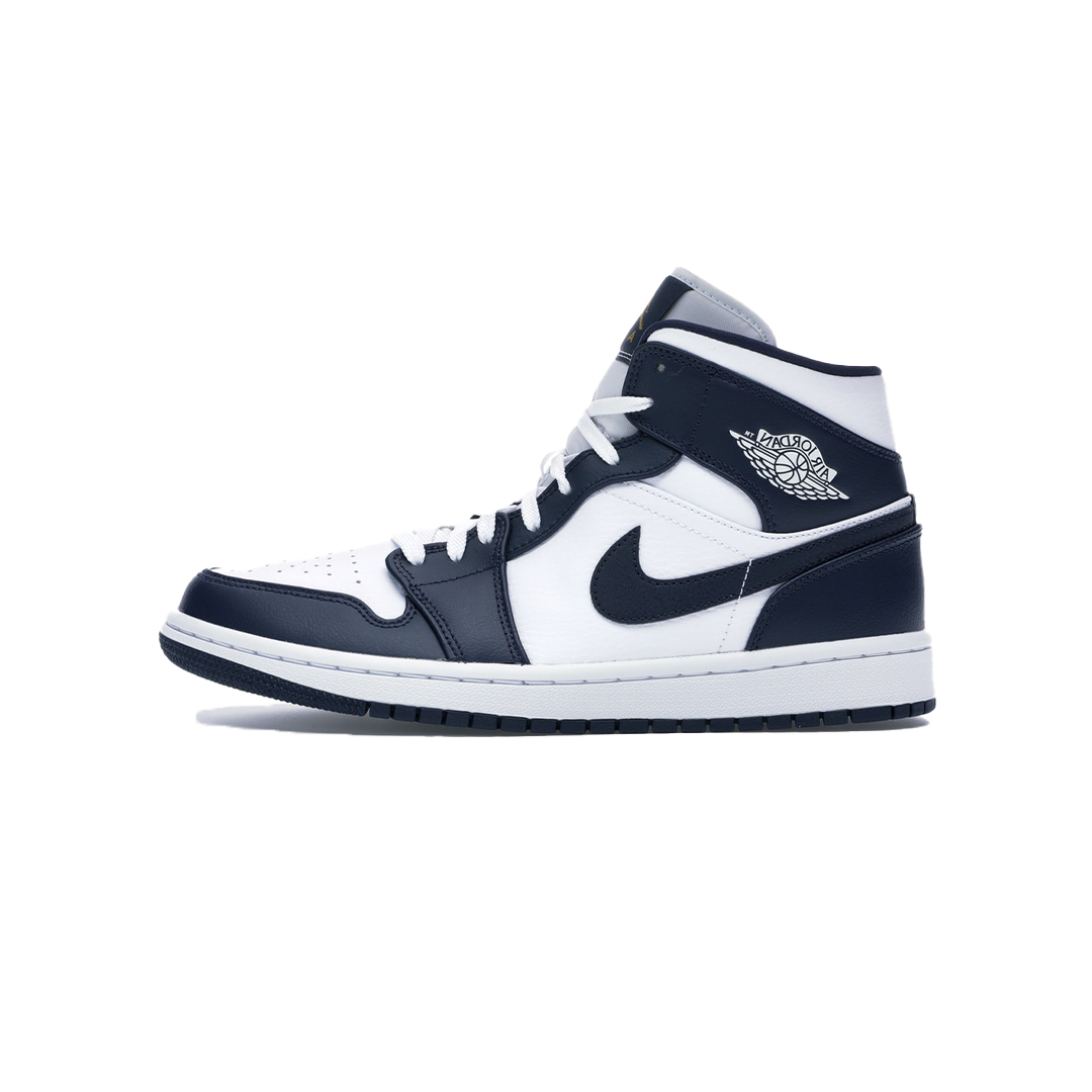 Jordan 1 Mid White Metallic Gold Obsidian