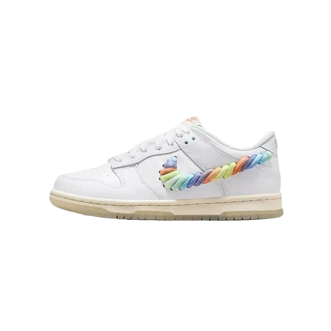 Nike Dunk Low SE Rainbow Lace Swoosh White (GS)