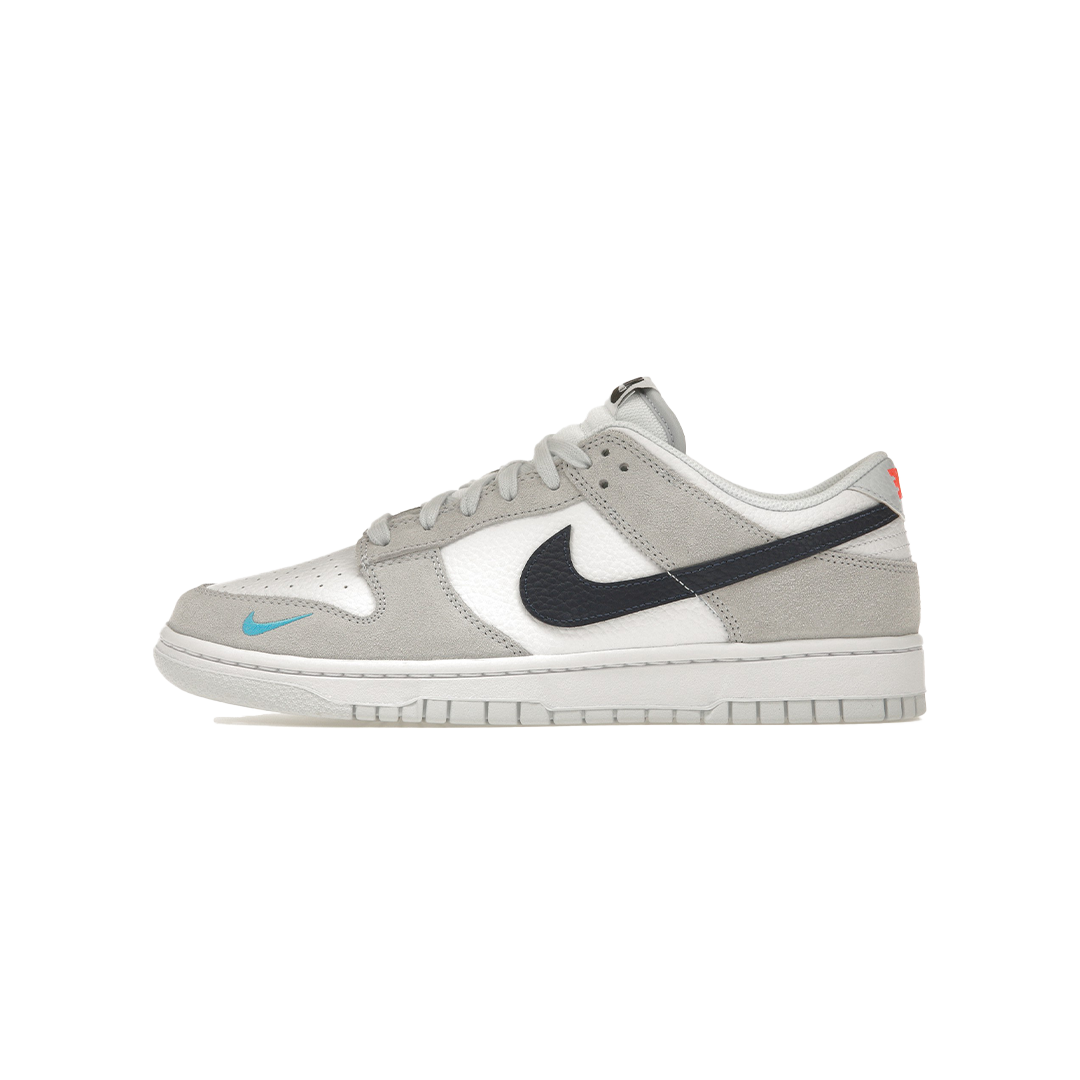 Nike Dunk Low White Grey Navy Aqua Mini Swoosh