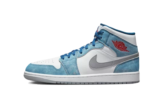 Jordan 1 Mid French Blue Fire Red