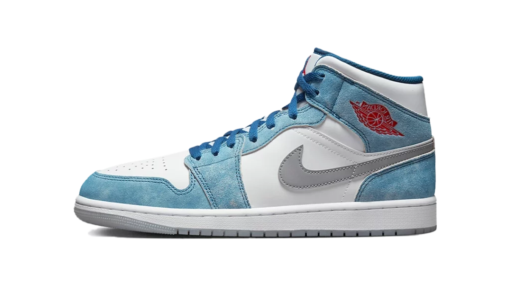 Jordan 1 Mid French Blue Fire Red