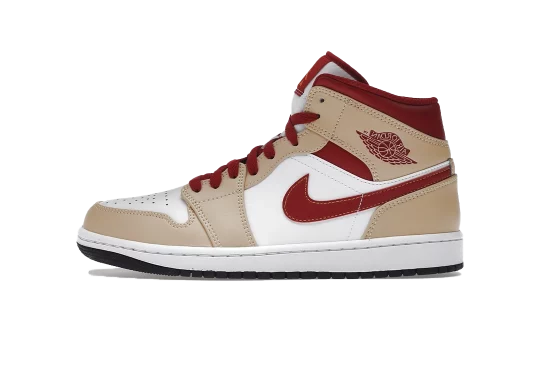 Jordan 1 Mid Beige White Red