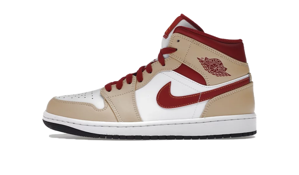 Jordan 1 Mid Beige White Red