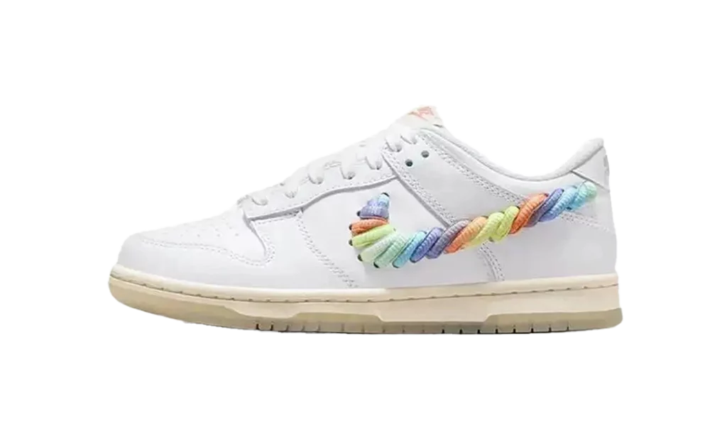 Nike Dunk Low SE Rainbow Lace Swoosh White (GS)