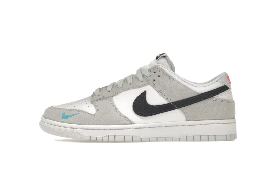 Nike Dunk Low White Grey Navy Aqua Mini Swoosh