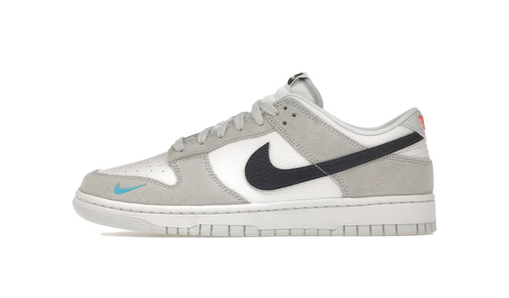 Nike Dunk Low White Grey Navy Aqua Mini Swoosh